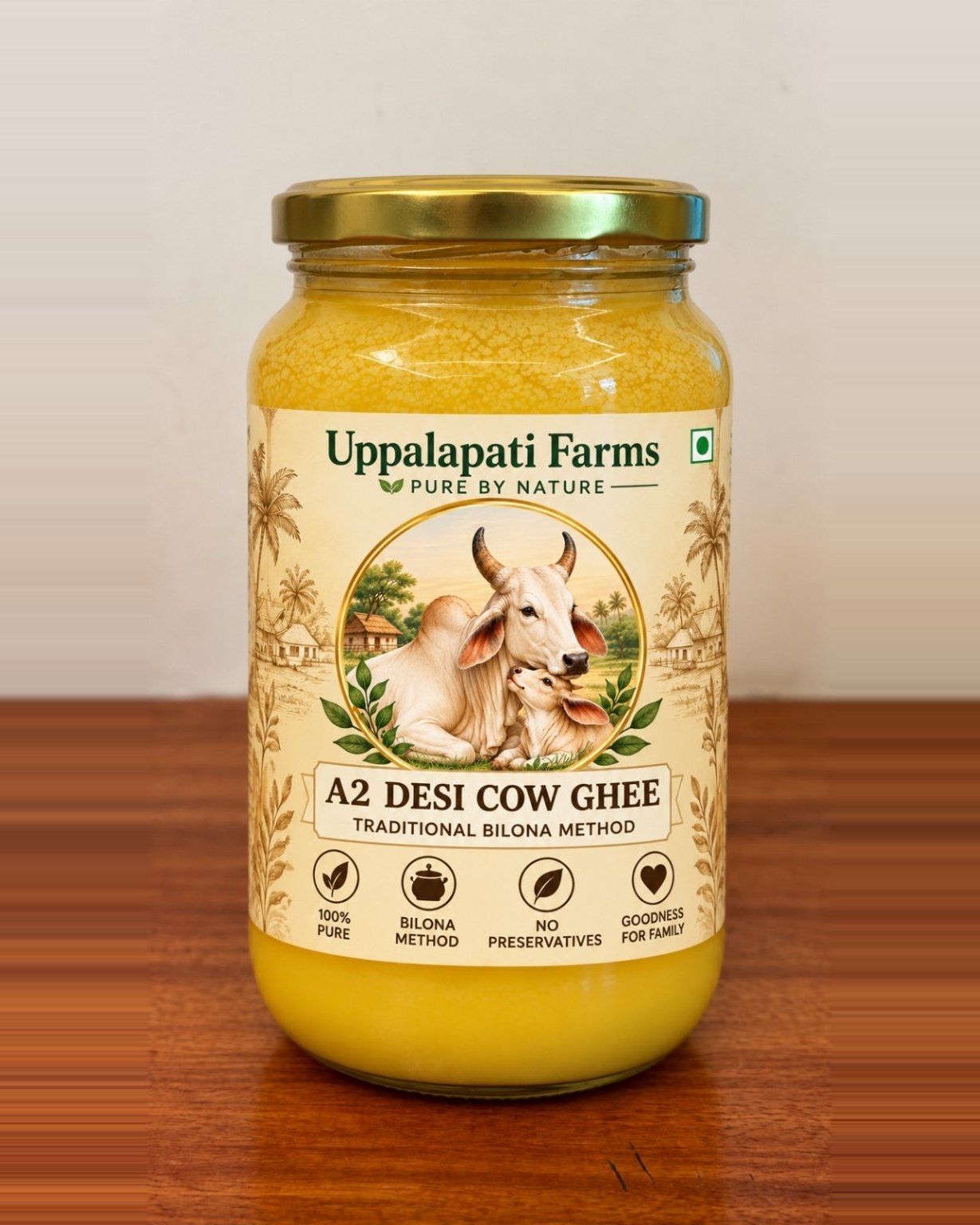 Uppalapati Farms one litre ghee jar